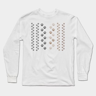 Brown and black colored paw prints Long Sleeve T-Shirt